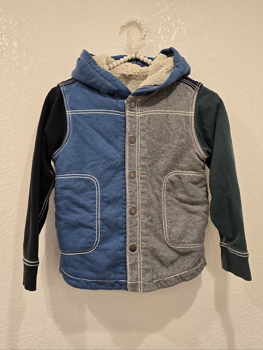 Hanna Andersson Sherpa Lined Colorblock Shirt Jacket In French Terry